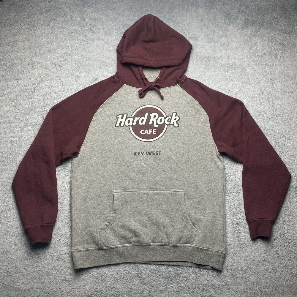 Hard Rock Cafe Hoodie Adult Size XL Key West Florida Pullover Hoodie Maroon Gray
